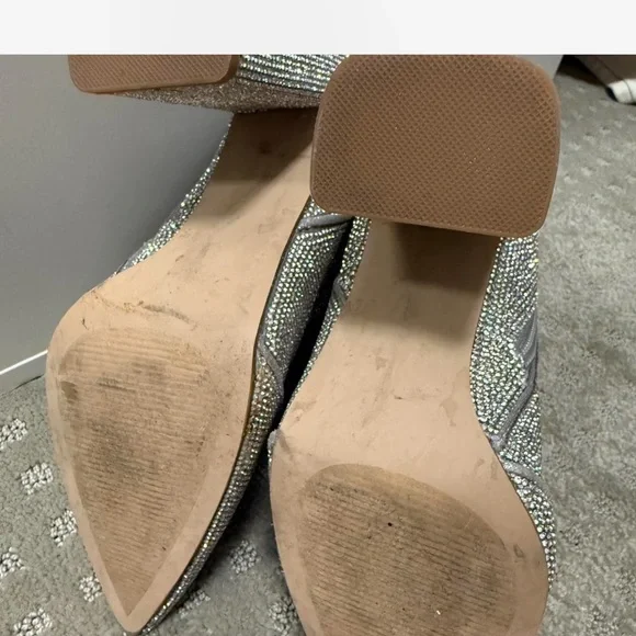 Steve Madden Silver Glitter Ankle Boots - Picture 8 of 8